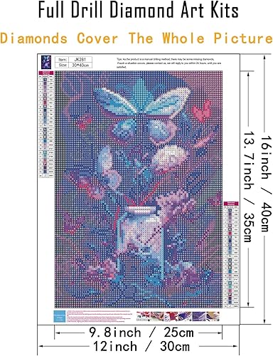 Miniatura 2 de CHWGLFGG Kits de pintura de diamantes para adultos principiantes, kit de arte de diamantes de mariposa, kit de arte de gemas de taladro redondo