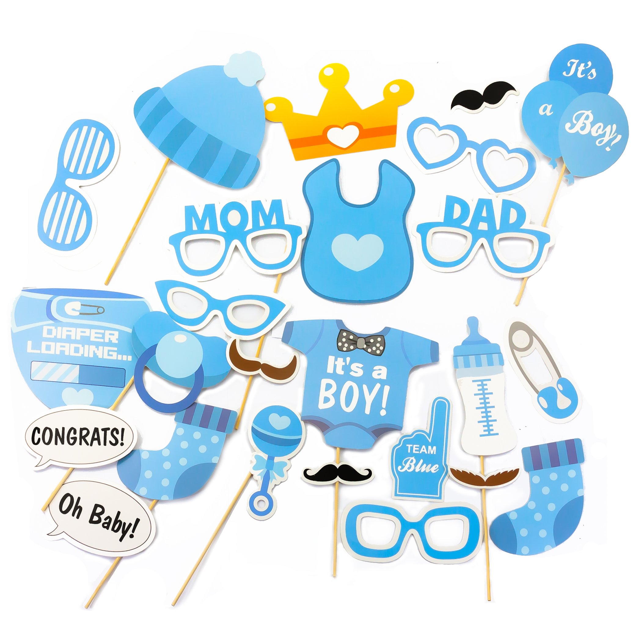 Oblique-Unique® 25 Fotorequisiten Für Die Babyparty – Inkl. Holzstäbchen Und Sticker