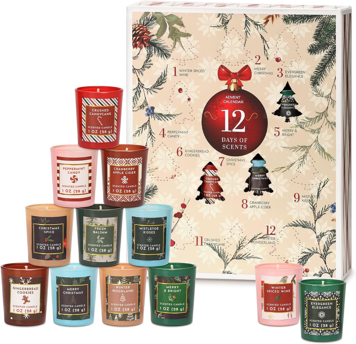 Amazon com: 12 Days of Christmas Scented Candles Advent Calendar Candle