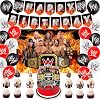 Wrestling Party Supplies Birthday Birthday Party Decorations Set ,Include Backdrop, Banner Balloons Cake Tops