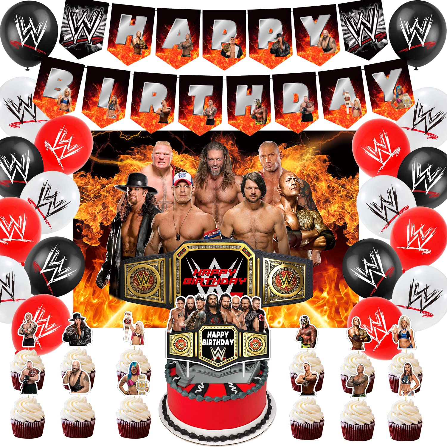WWE Party Supplies Birthday,WWE Birthday Party Decorations, Set