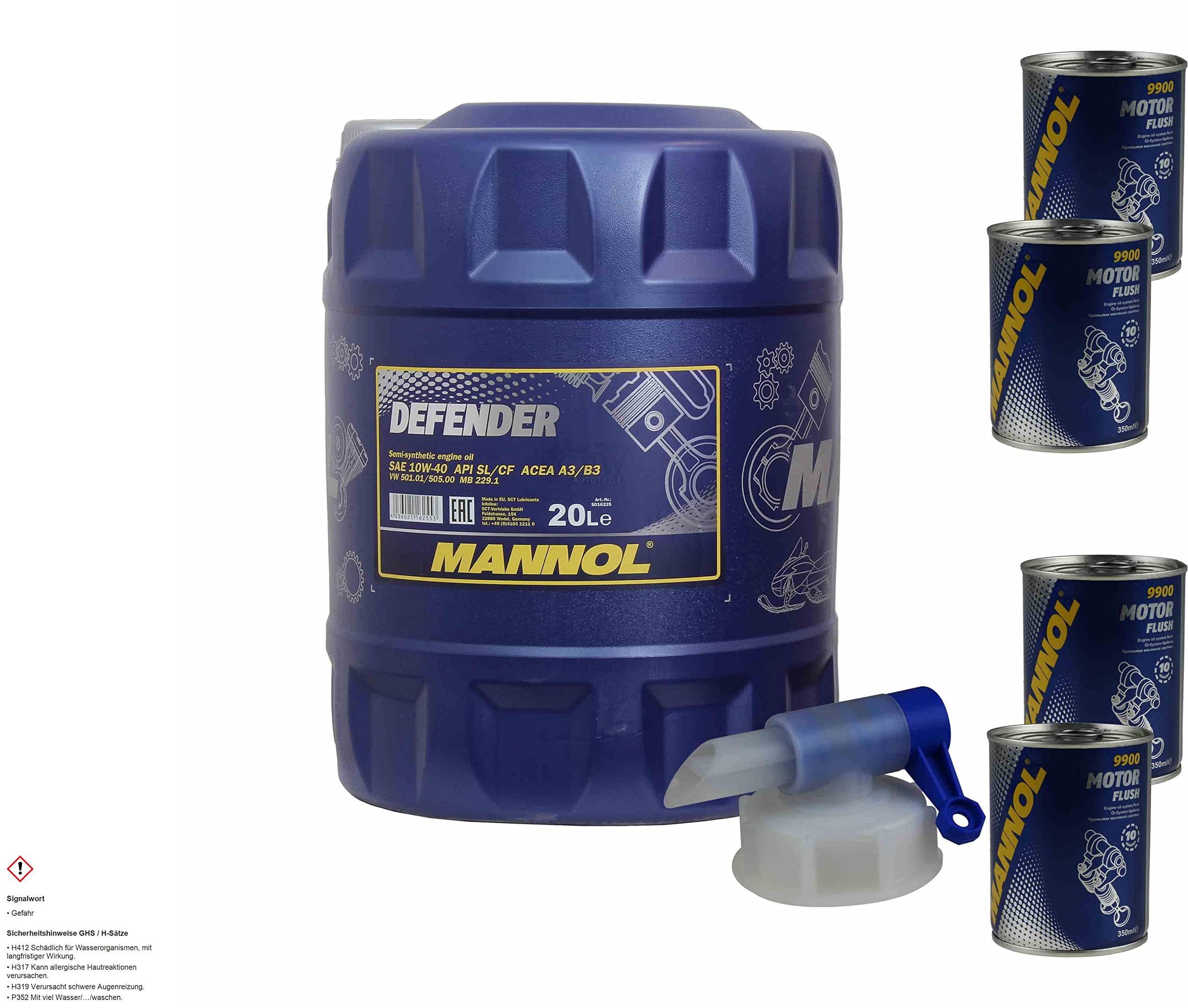 Mannol Defender 10W-40 - Aceite para motor (20 L, 4 unidades