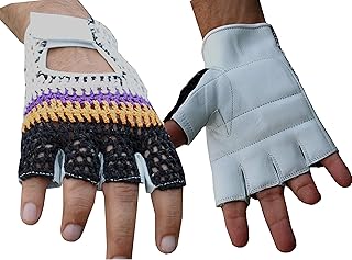 Lisaro - Guantes de Piel sin Dedos para Ciclismo, Fitness, Ciclismo, Coche, Levantamiento de Pesas, Color Blanco, Negro y Rojo