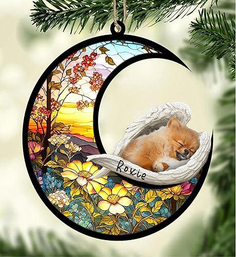 Miniatura 172 de Chow Chow Dog Memorial Suncatcher, adorno de Navidad Chow Chow con nombre, atrapador de pérdida de mascotas, regalos para los amantes de los perros