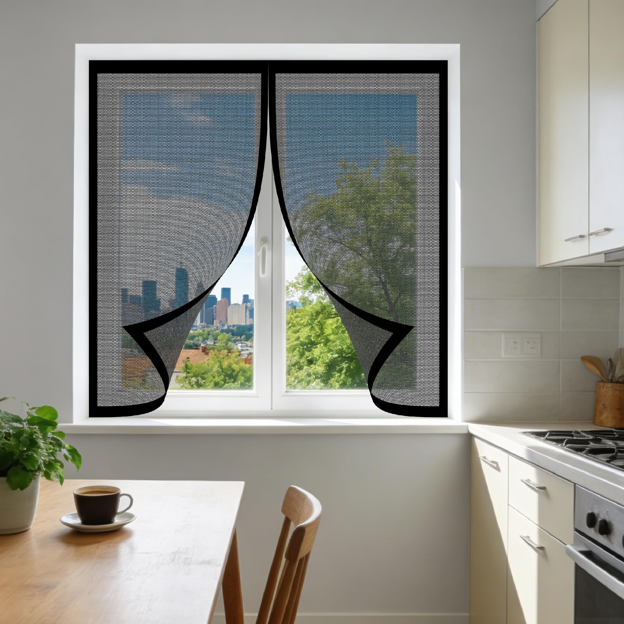 Moustiquaire fenêtre magnétique 195x200 cm pour des nuits d'été fraîches