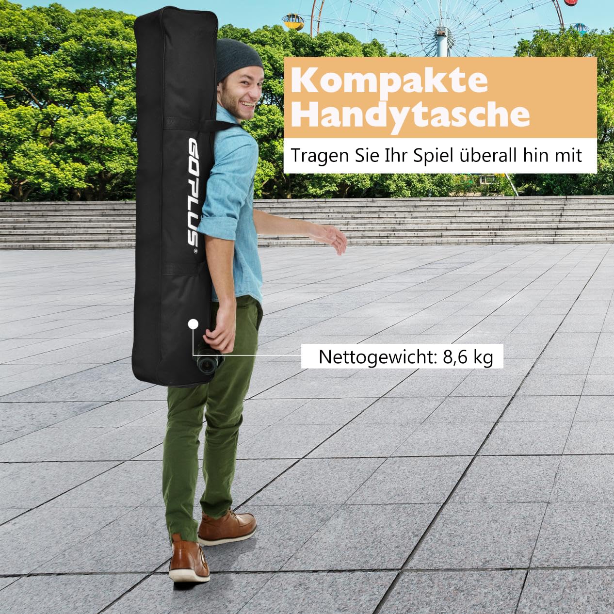 GYMAX Pickleball-Netz mit Metallrahmenständer, 6,7 m langem Pickleball Net Set mit Tragetasche, wetterfestes Netzsystem, Übungsnetz für Garten, Strand & Hinterhöfe