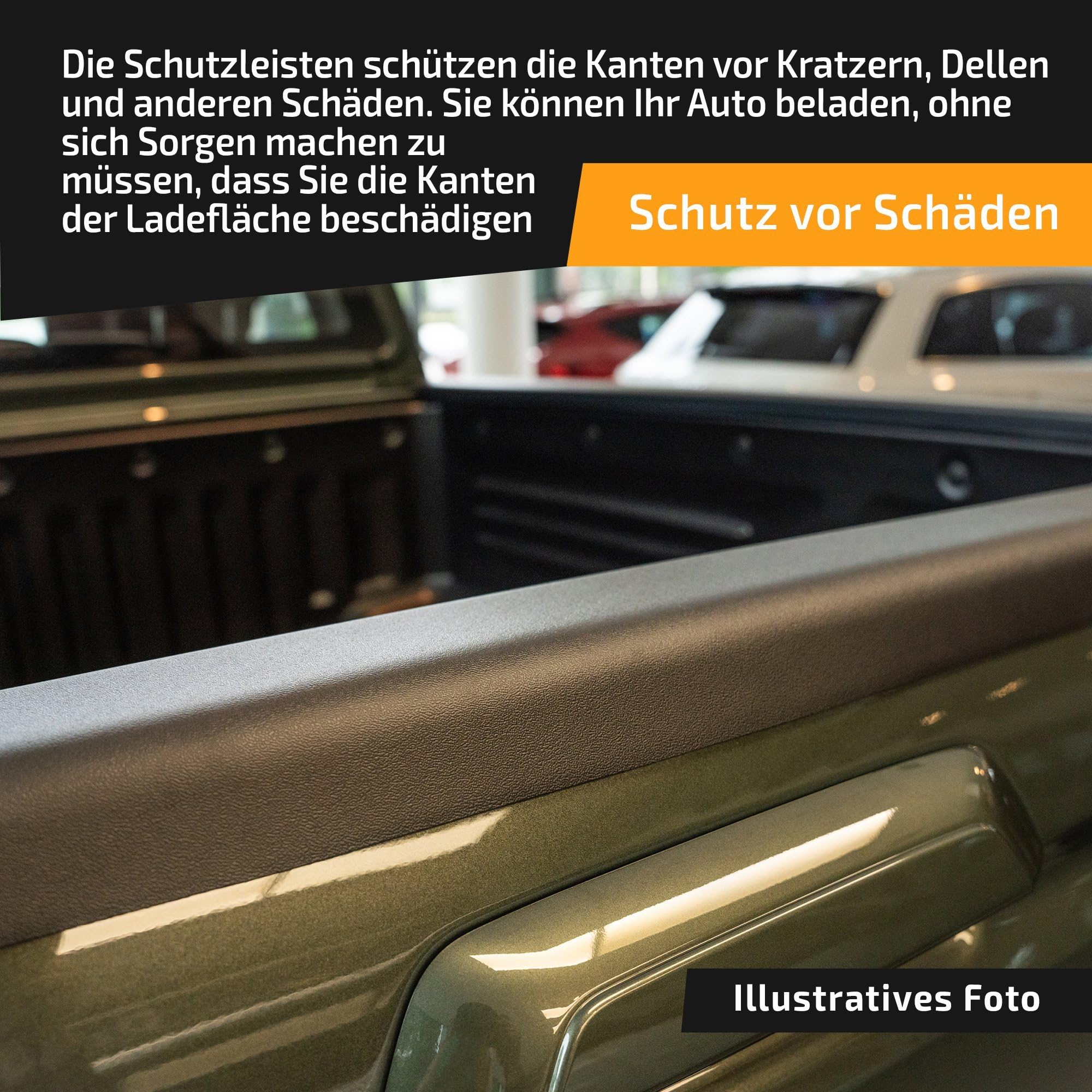 CHROMEMASTER Rantabdeckung für Pick-up Ladefläche Kompatibel mit Ford Ranger Crew Cab 4D 2011-2023 | Robuste Schutzleiste für die Ladekante; Ladekantenschutz, Kratzschutz und Kantenschutz; Kunststoff