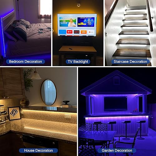 Miniatura 7 de C1 COB - Tira de luz LED blanca cálida de 3000 K, luz de cinta LED flexible de 16.4 pies, DC24V 8WM 0.197 in de ancho, cinta LED regulable para