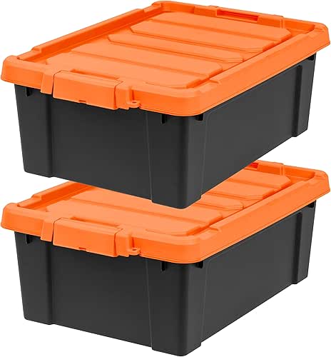 IRIS USA 12 Gallon Lockable Storage Bins with Lids, 2