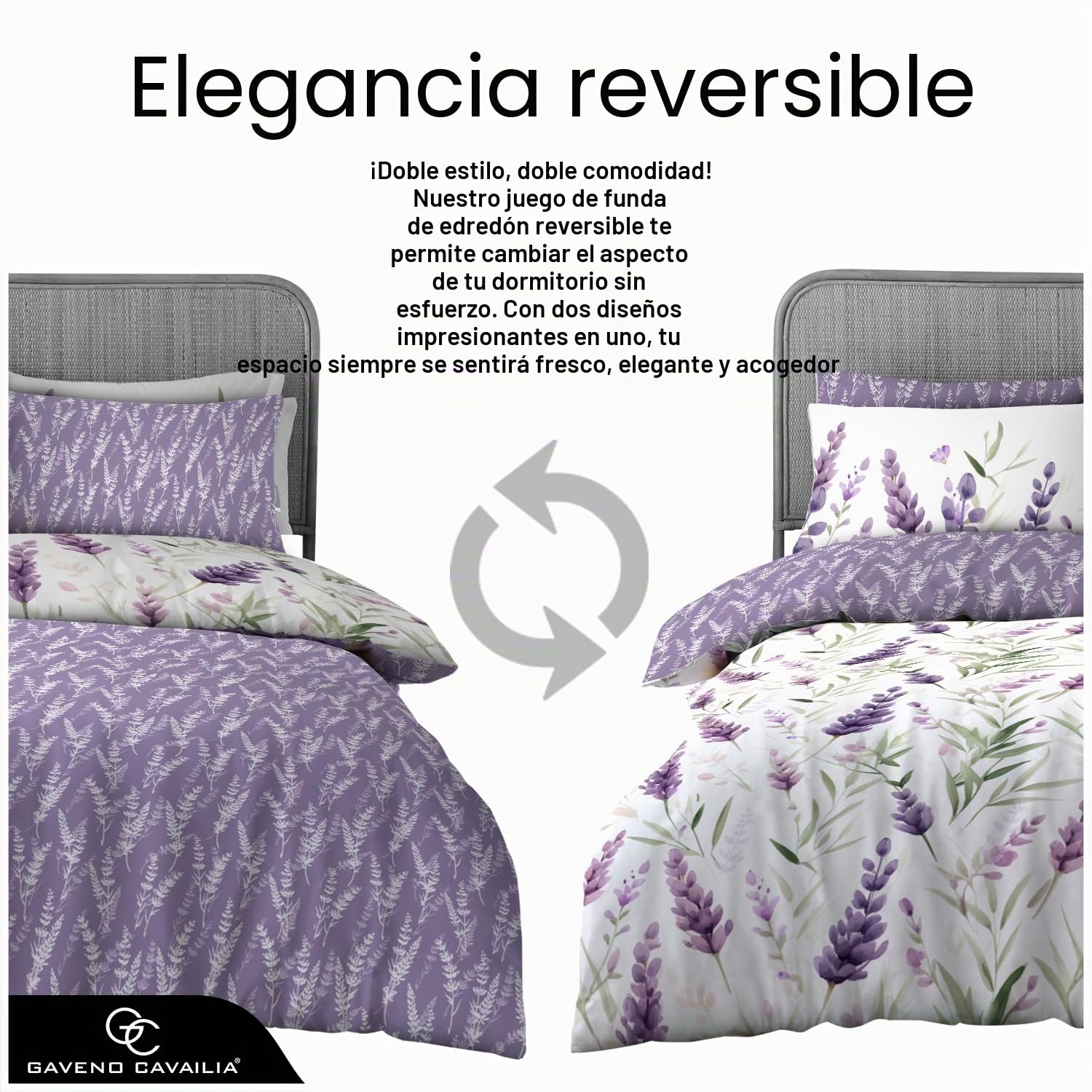 GC GAVENO CAVAILIA Juego de Funda de edredón Reversible con Fundas de Almohada, 230 x 220 cm, Color Blanco