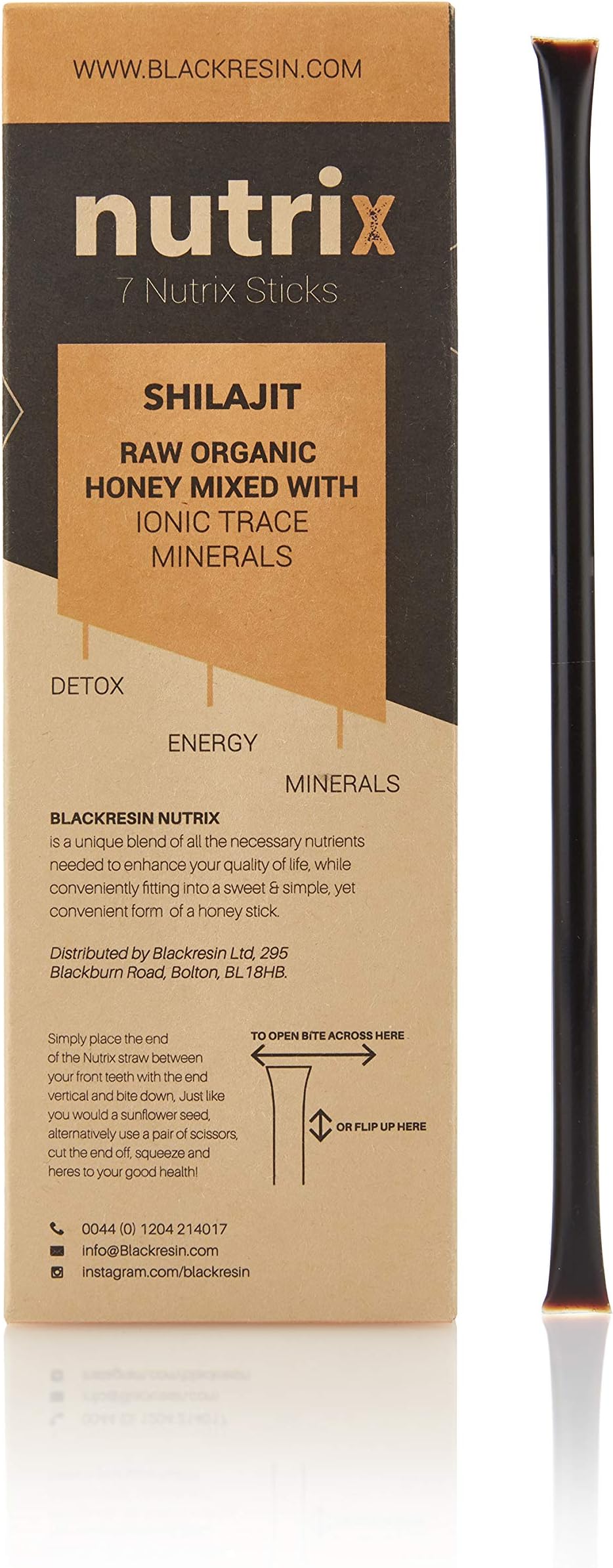 Organic Shilajit Resin (Travel Pack - 7 Sticks) Mixed with Raw Organic Mountain Honey - Nutrix