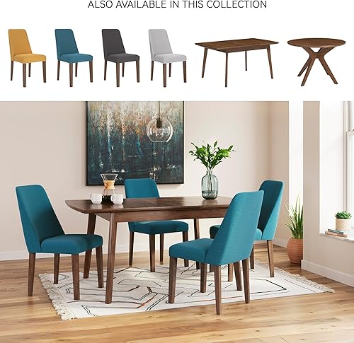 Miniatura 5 de Signature Design by Ashley Lyncott Silla auxiliar tapizada contemporánea para comedor con cojín de espuma, 2 unidades, azul y marrón