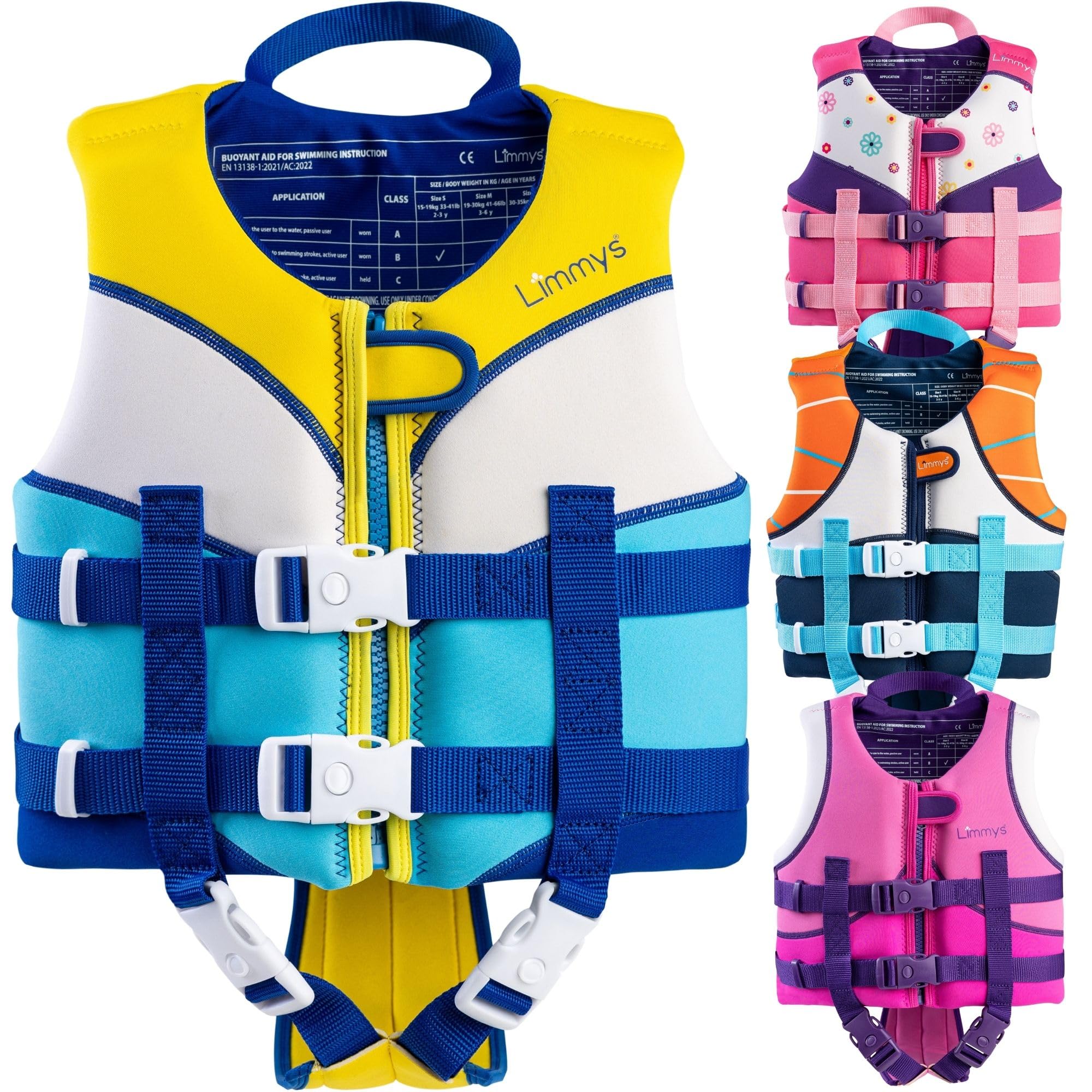 Limmys Chaleco de Natación para Niños – Ayuda a la Flotación con Paneles de Espuma Integrados, Certificado CE, Diseño Premiado, Doble Cierre con Cremallera YKK, Neopreno Premium Suave