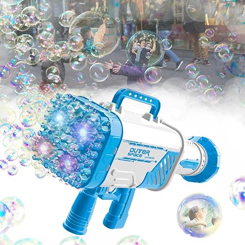 VERSDITAS Gatlin - Pistola de burbujas de 64 agujeros, ametralladora lanzacohetes de burbujas, miles de burbujas por minuto, adecuada para niños,