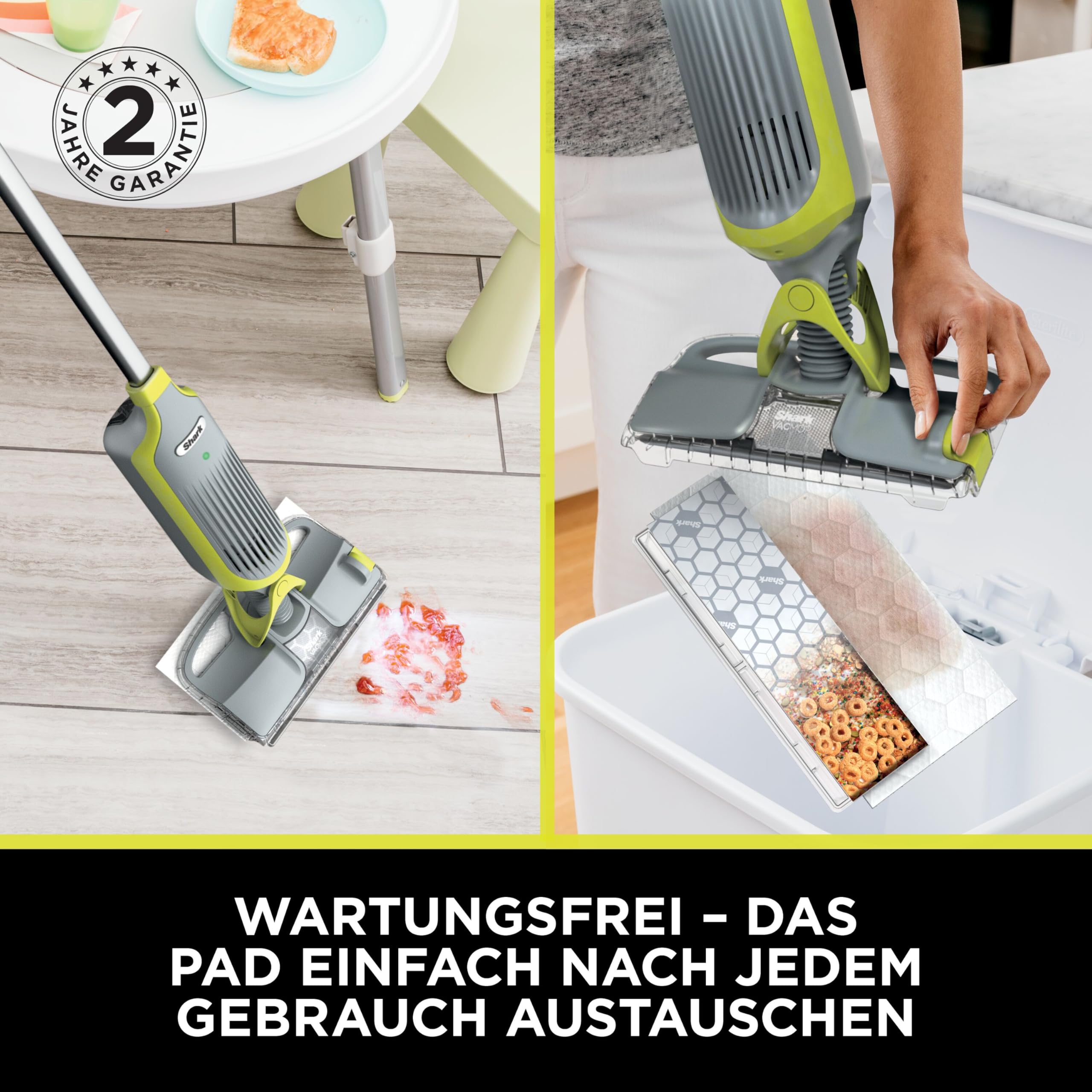 Shark VacMop Elektrischer Wischmopp mit Saugfunktion, Anthrazitgrau