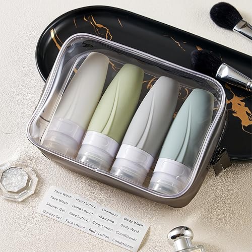 Miniatura 6 de INSFIT Botellas de viaje portátiles aprobadas por la TSA, 2 onzas, a prueba de fugas, sin BPA, recipientes de aseo de tamaño cosmético para hombres