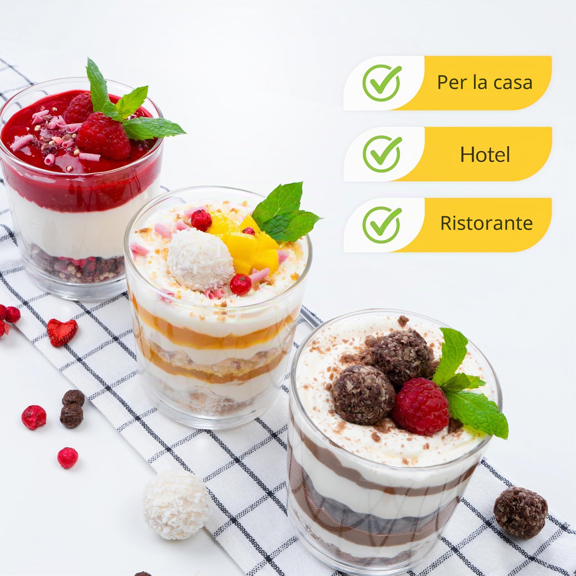 KONZEPT Set di Bicchieri da Dessert in Vetro da 300 ml, Ideali per Gelato o Yogurt