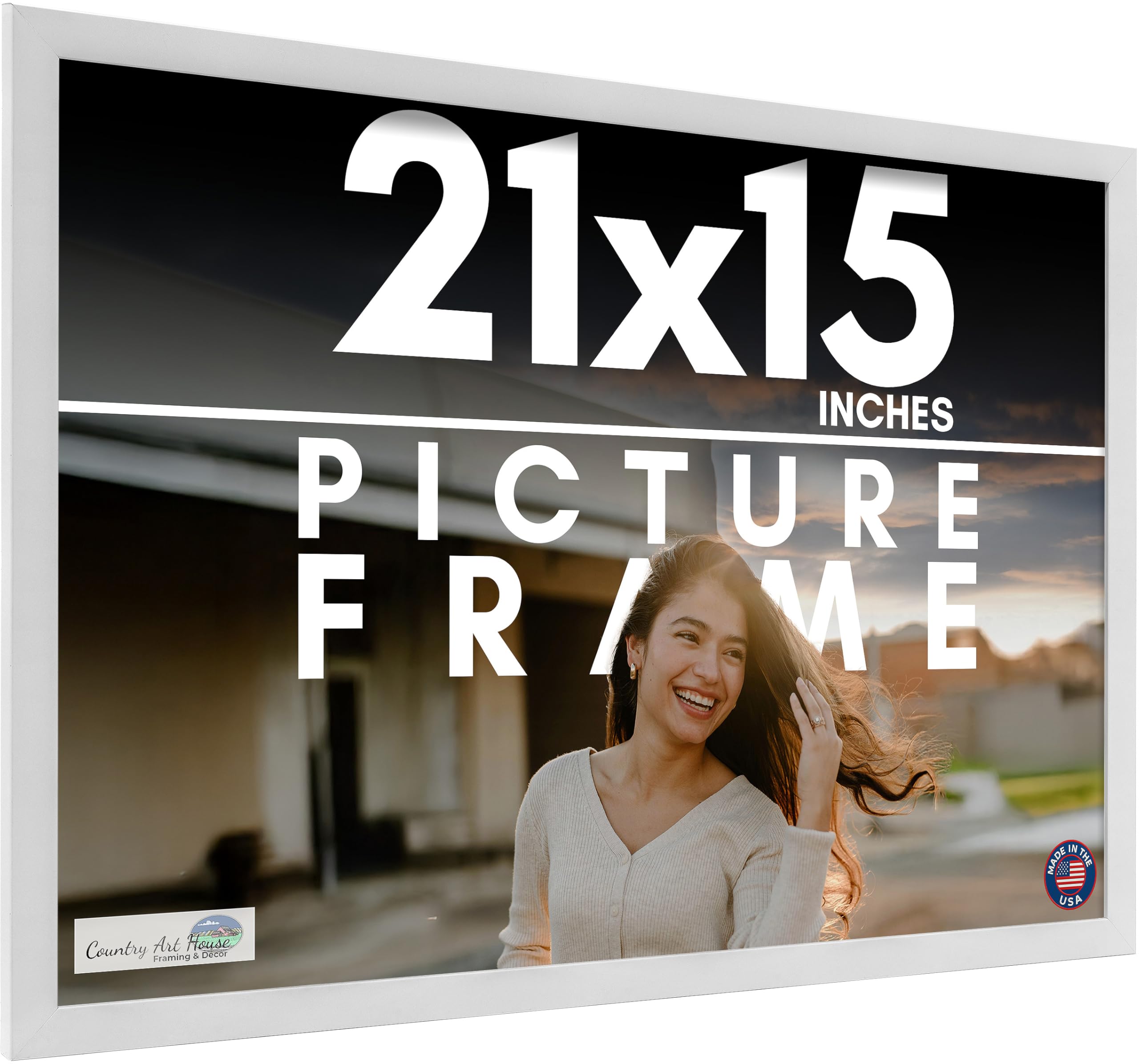 Amazon.com - 21x15 Frame White Solid Wood Picture Frame Includes