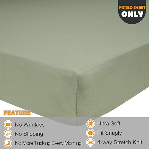 Miniatura 4 de Sábana bajera ajustable suave y elástica de tamaño King, de punto de jersey y acogedora como una camiseta, elástico en 4 direcciones y sin arrugas,