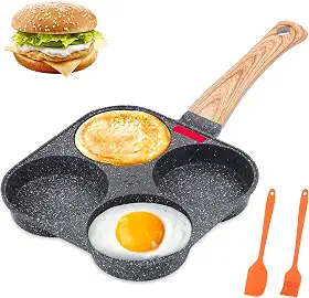Frigideira para ovos, 4 xícaras antiaderentes, panela de panqueca saudável para café da manhã, omelete de alumínio, frigideira de ovo pequeno fácil de limpar, panela de ovo frito, adequada