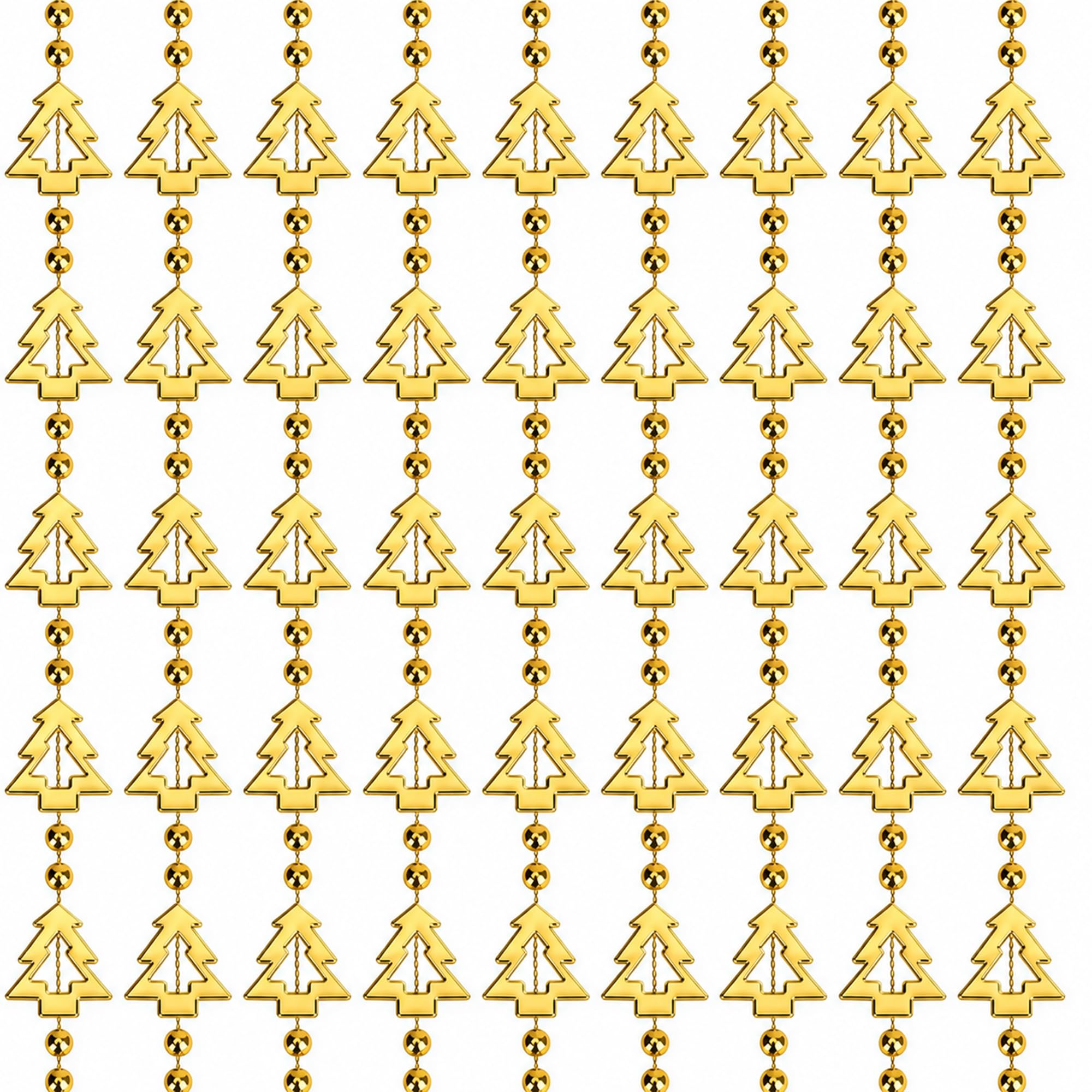 5m (16ft) Metallic Christmas Tree Bead Garland, Gold Hanging Chain