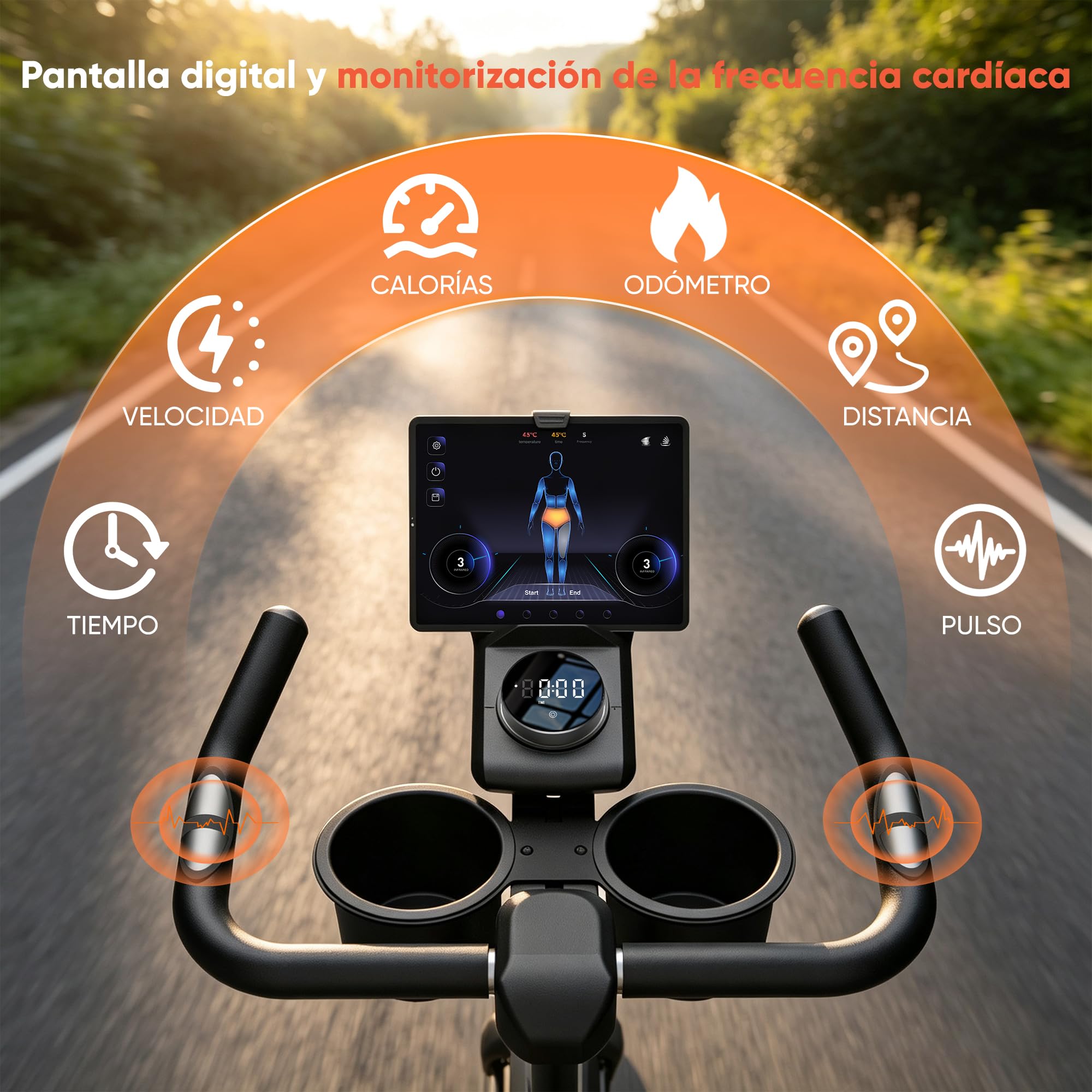 GIDGIMO 2026 Nuevo Bicicleta Estática Silenciosa para Casa con Resistencia Ajustable, Asiento Transpirable, Monitor LCD, Pulsómetro, Entrenamiento en Casa, Capacidad Máxima 150 kg