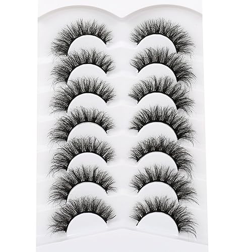 Miniatura 534 de Pooplunch Pestañas postizas de pelo de visón sintético, estilo de ojo de gato, paquete de pestañas postizas naturales esponjosas, paquete múltiple