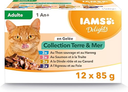IAMS Adult Wet Cat Food Land & Sea in Jelly 12 x 85g
