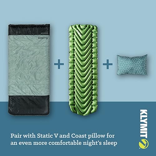 Miniatura 6 de Klymit Wild Aspen - Saco de dormir rectangular ligero, saco de dormir de 20 F para campamento, senderismo y mochilero en clima frío, color verde