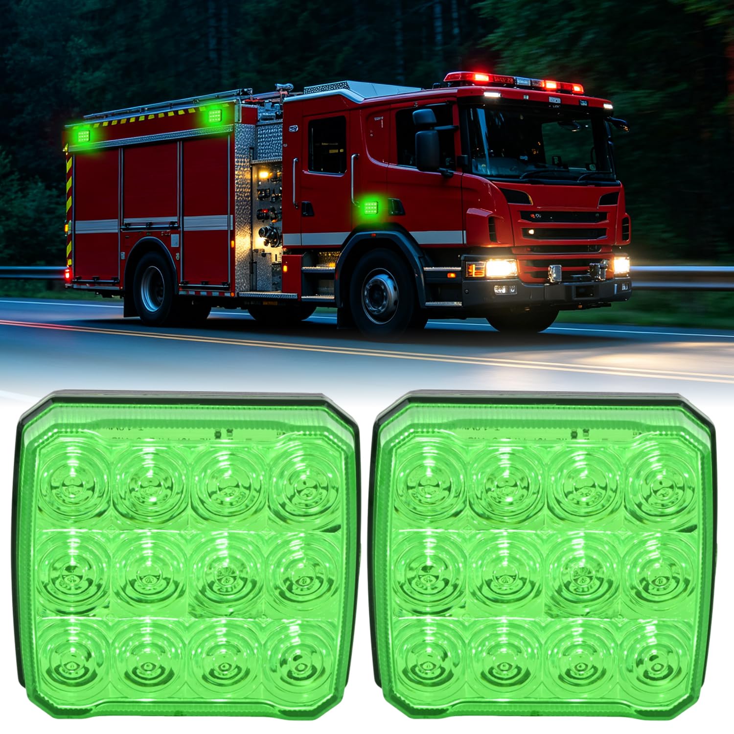 Nilight Magnetic Strobe Lights 2PCS Green 12 LED Rechargeable Warning