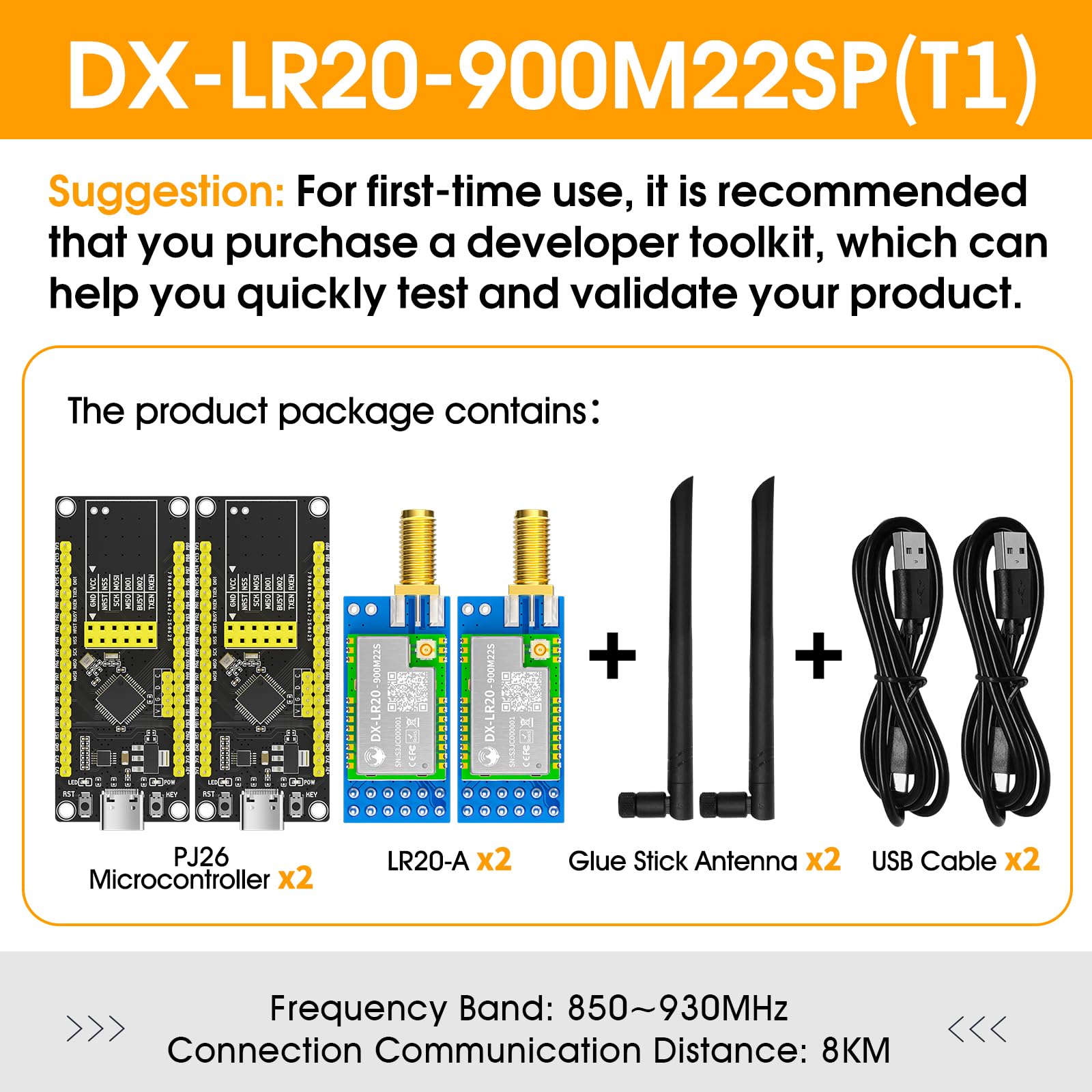 DX-LR20 LLCC68 Chip Developer SET Support Air Wake-up 8km 22dBm UART LoRa SpreadSpectrum Technology 868/915mhz Modulo RF LoRa (DX- LR20-900-T1)