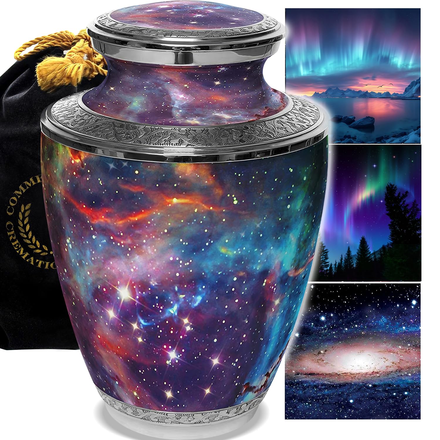 Galaxy Cremation Urns for Ashes Adult Medium, Small & Large Cremation Urns for Ashes Adult Galaxy Urn for Funeral, Burial or Home