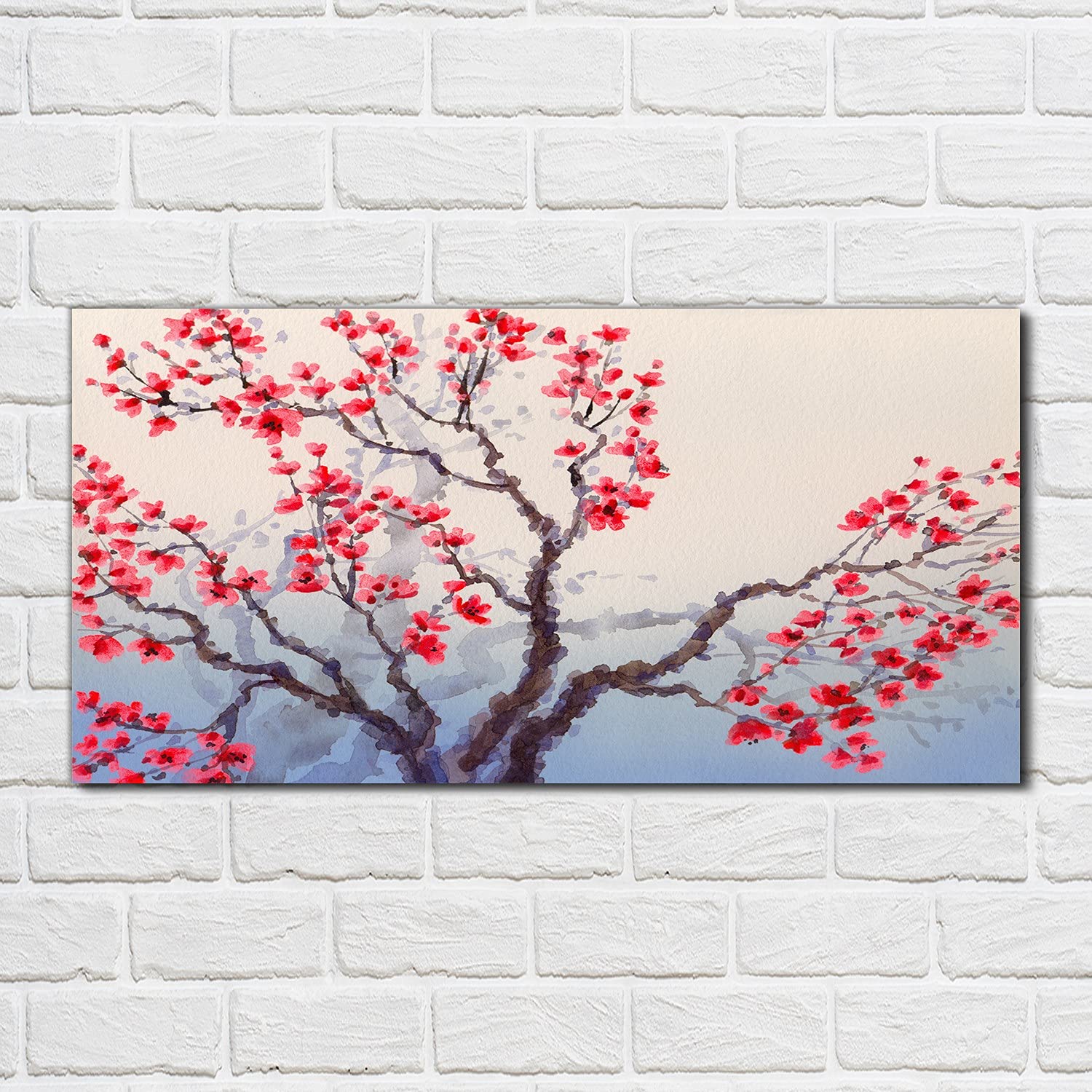 Coloray Pintura Vidrio Acrílico Cocina 100x50cm Mural Cuadro De Pared De Arte De Vidrio Acryl Sala De Estar - Ramas De Árboles De Flores