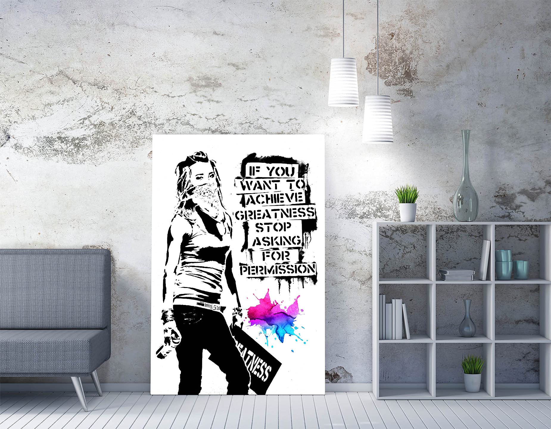 Canvasartshop - Banksy Achieve Greatness- Canvas Wall Art Picture Print (18X12)