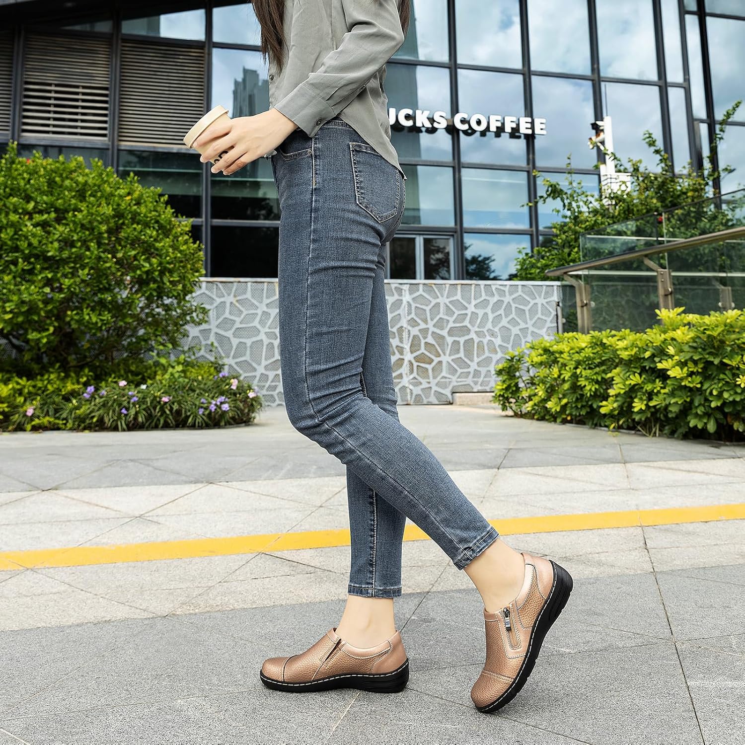 Women's Comfortable & Lightweight Leather Loafers Cute Slip On Dress Shoes for Women Business Casual Office Work Shoes Everyday Walking Flats - Image 3