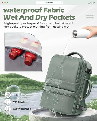 Miniatura 5 de CADOLIM Mochila para mujeres y hombres, mochila de viaje para senderismo, impermeable, mochila de transporte, artículos esenciales de viaje, Rosa