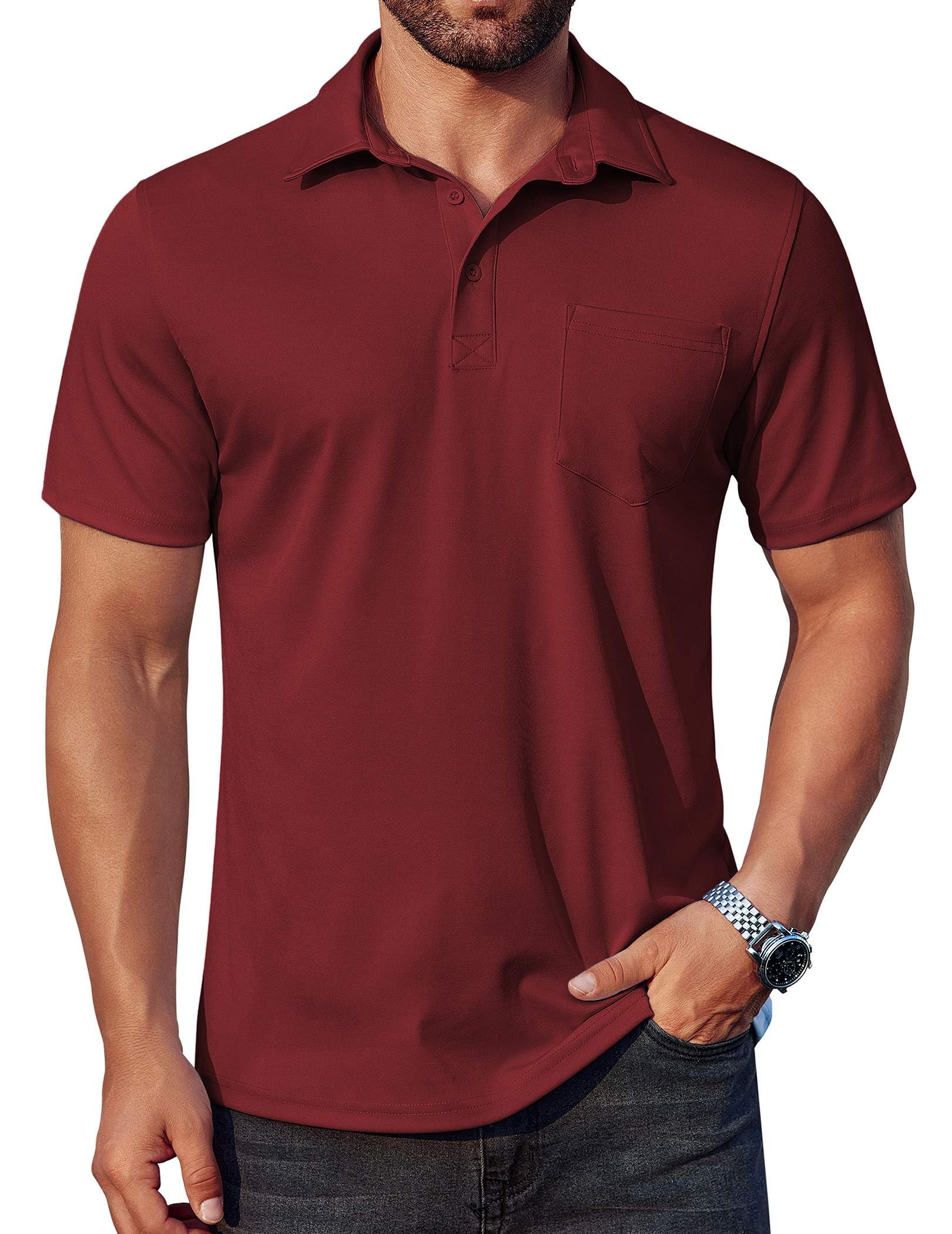 COOFANDY Men's Polo Shirts Short Sleeve Casual Shirts with Pocket