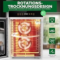 Kwasyo rozsdamentes acélból készült szárítógép 12 szinttel, 1000W, forgó funkcióval 5