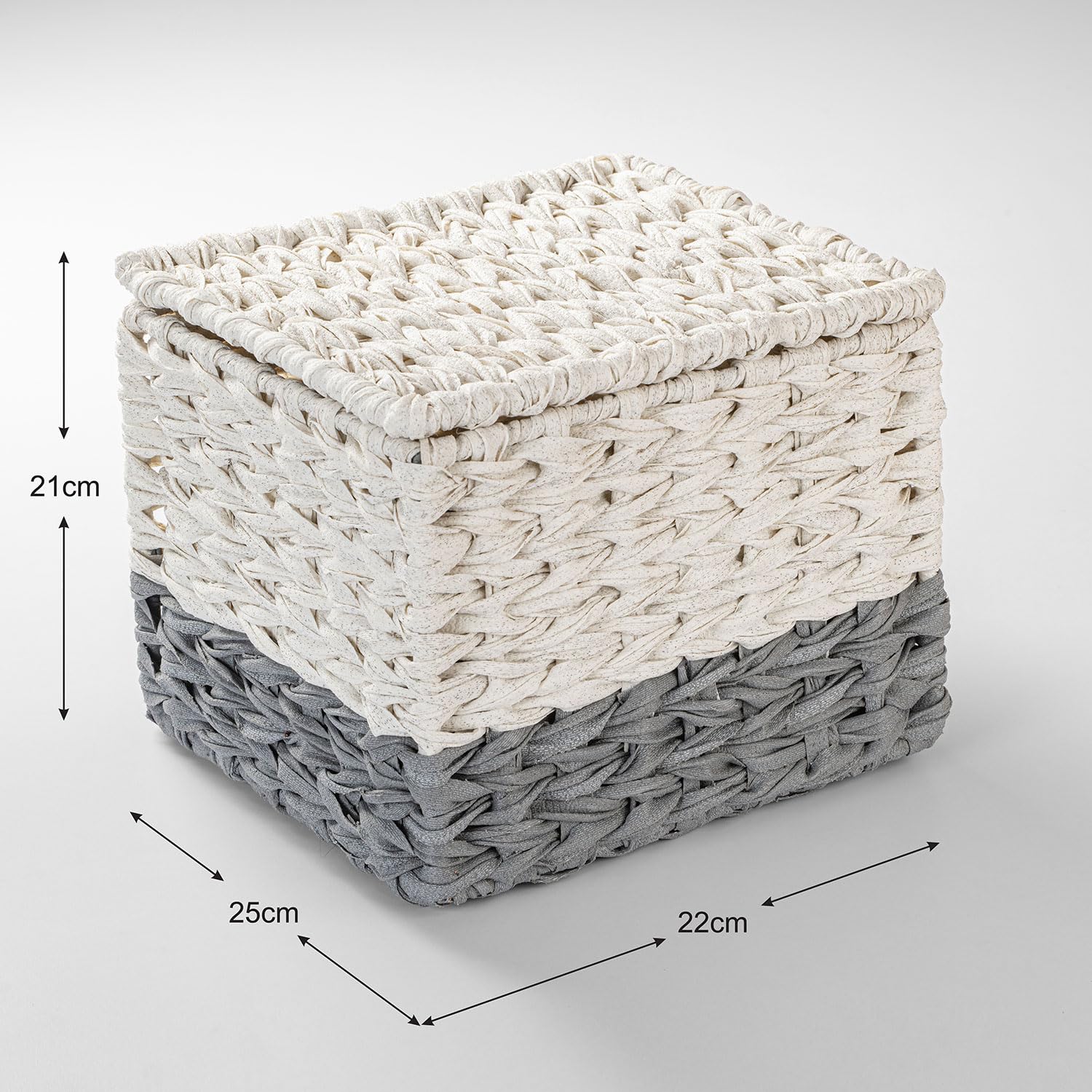 Spread Spain Waterproof Synthetic Rattan Dustbin | Premium Handwoven Waste Bin for Home, Office & Bathroom | Durable & Stylish Storage Solution - Off White Grey 1