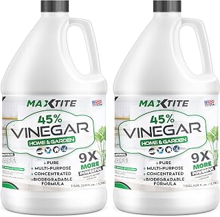 MaxTite Ultra-Strength 45% Vinegar for Home & Garden Cleaning (2 Pack of 1 Gallon Bottles)