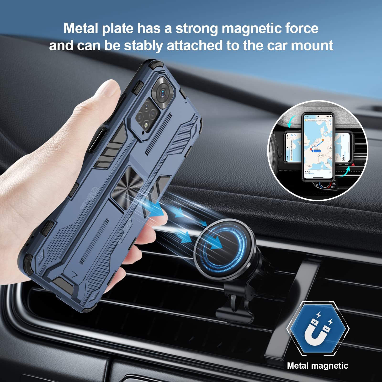 Funda para Xiaomi Redmi Note 15 Pro 5G, Carcasa Antigolpes con Soporte anular metálico, Case Protectora de Grado Militar, Azul — view 497