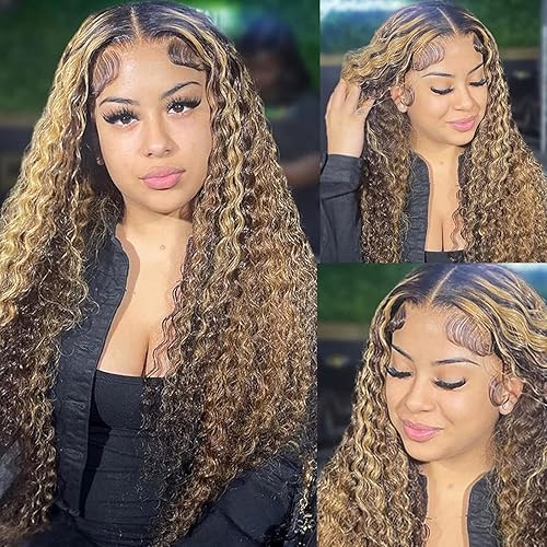 Miniatura 6 de Peluca de cabello humano con reflejos 427, ombré de 13 x 6, pelucas de encaje frontal para mujeres negras, densidad del 180 %, rubio miel, peluca