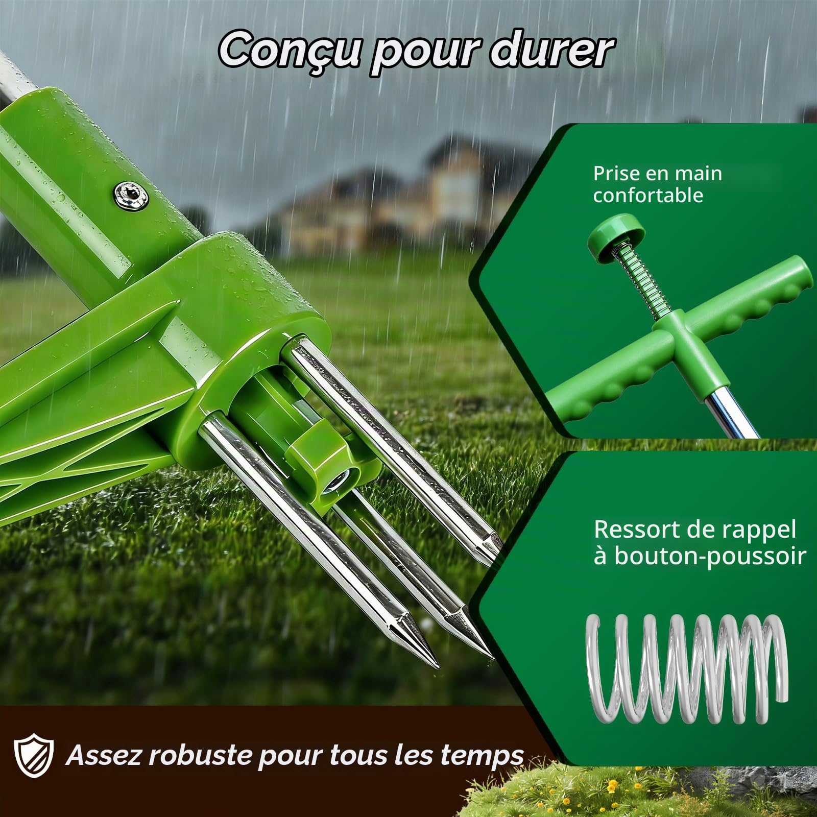 Désherbeur Manuel Longueur 100cm, Tuyau en Aluminium Renforcé, Outil pour Désherber Les Mauvaises Herbes et Arrache Pissenlit, Outillage de Jardin Efficace
