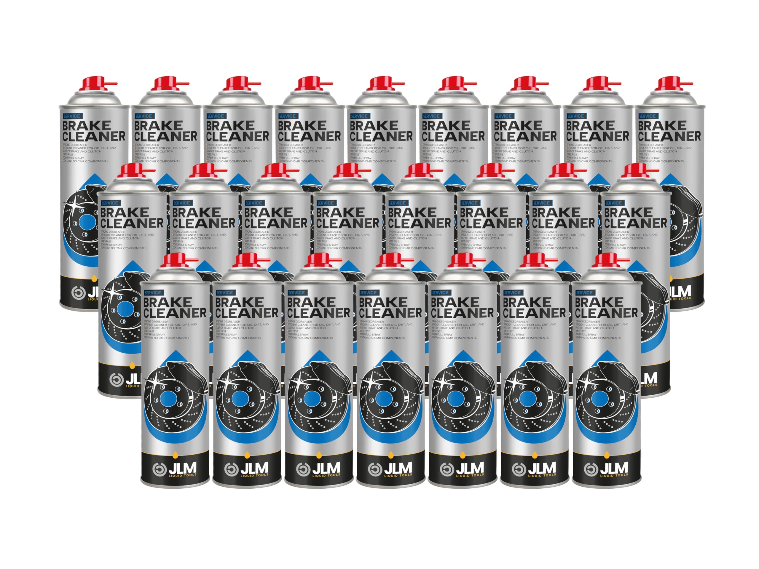 JLM Bremsenreiniger Spray - Effektive Reinigung von Schmutz, Öl und Bremsstaub von Bremsscheiben, Bremsbelägen & Kupplungsteilen - 24 x 500ml Sprühdose