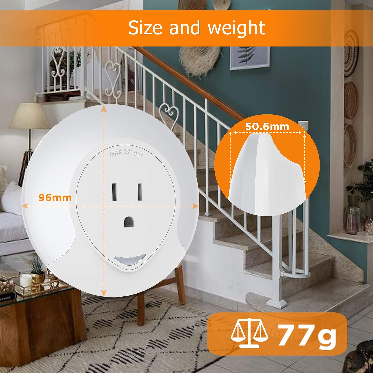Plug-in Night Light with 2-Outlet Extender, Warm White LED Night Light with Dusk-to-Dawn Sensor,RGB Color Changeable LED Night Lamp, Protection Against Electric Shock, Power Max 1200w (White)