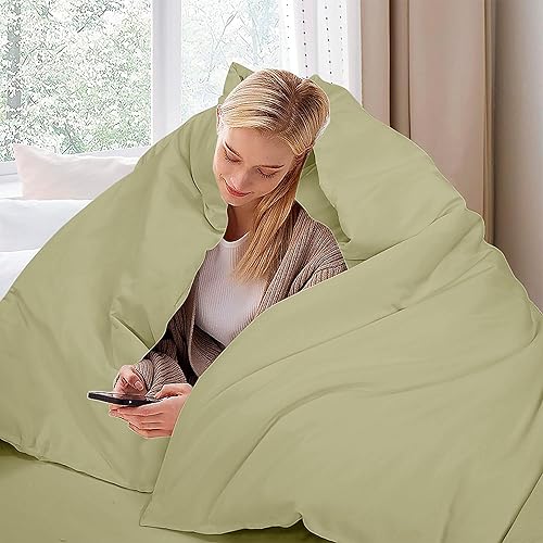 Miniatura 9 de ROYALE LINENS Juego de funda de edredón verde salvia tamaño Queen  Juego de funda de edredón Queen  3 piezas de fundas de edredón de doble cepillado