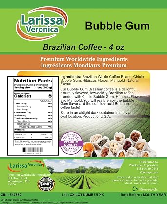 Bubble Gum Brazilian Coffee (Gourmet, Naturally Flavored, Whole Coffee Beans) (4 oz, ZIN: 547882)