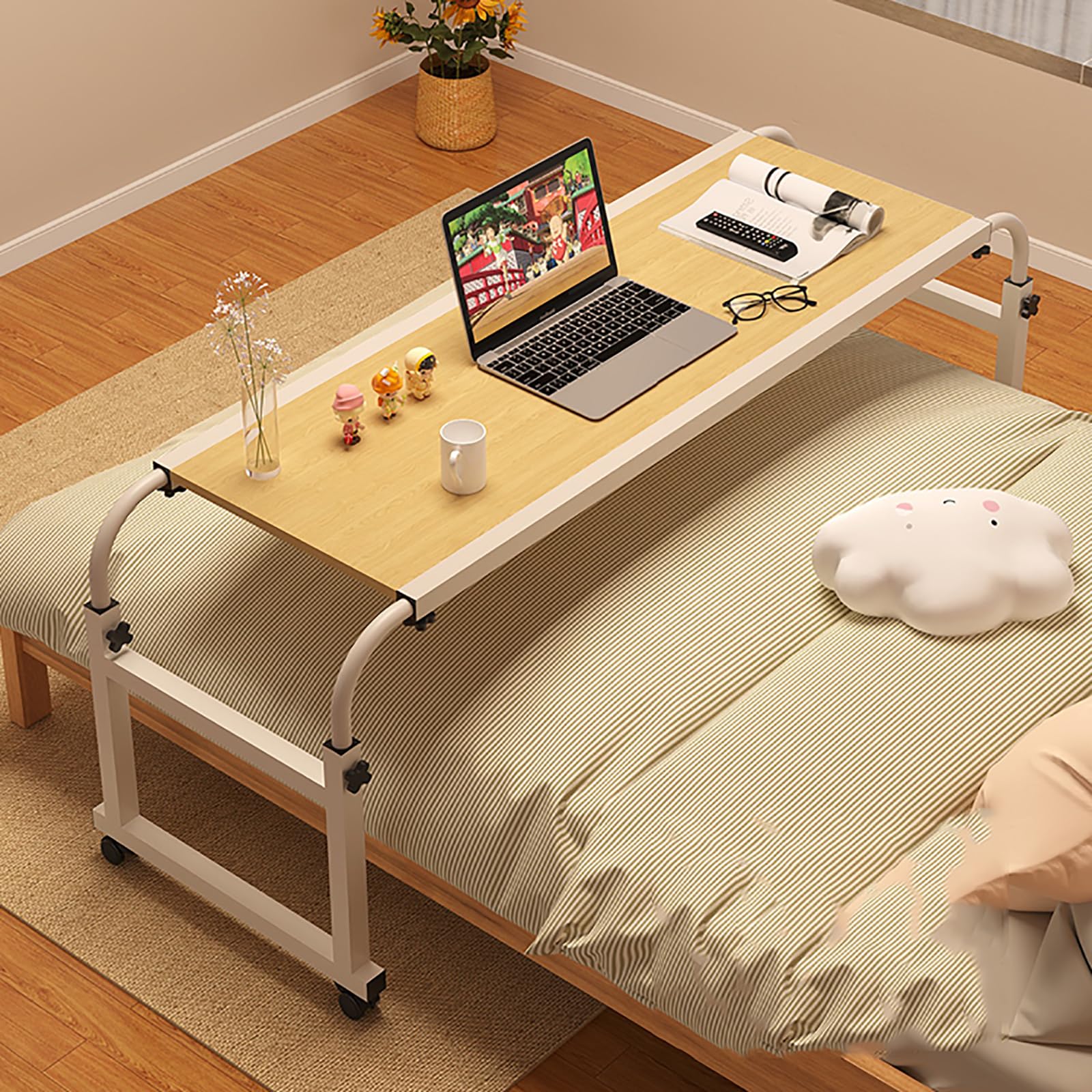 Table de lit pour la maison avec plateau roulant multifonctionnel
