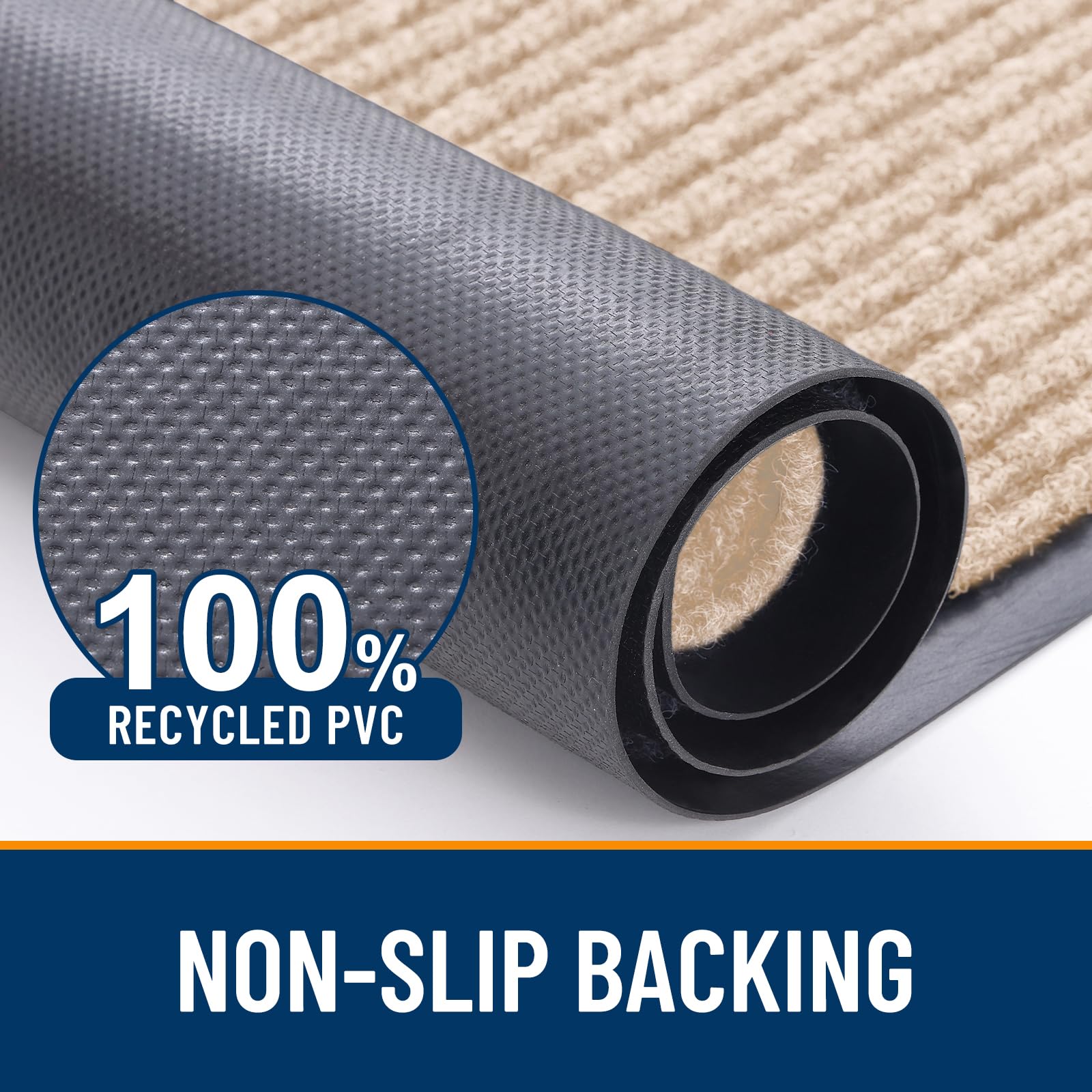 OLANLY Front Door Mat Indoor Outdoor Entrance, Waterproof Heavy Duty Doormat, Fade Resistant, Low Profile, Easy Clean Patio Porch Welcome Floor Mats for Entry, 29.5x17, Beige — view 3