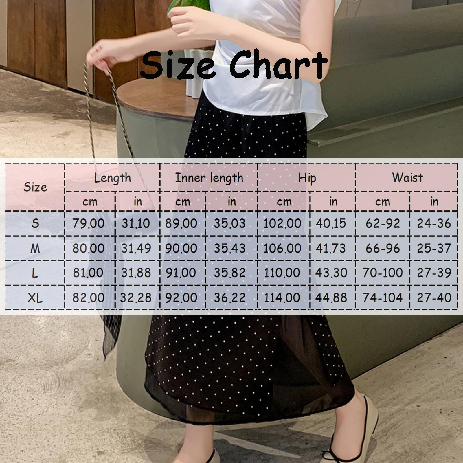 Jupe À Pois Pour Femmes Taille Élastique Coupe Slim Tulle Doublure Fentes Latérales Mode Décontractée Jupes Longues En Satin